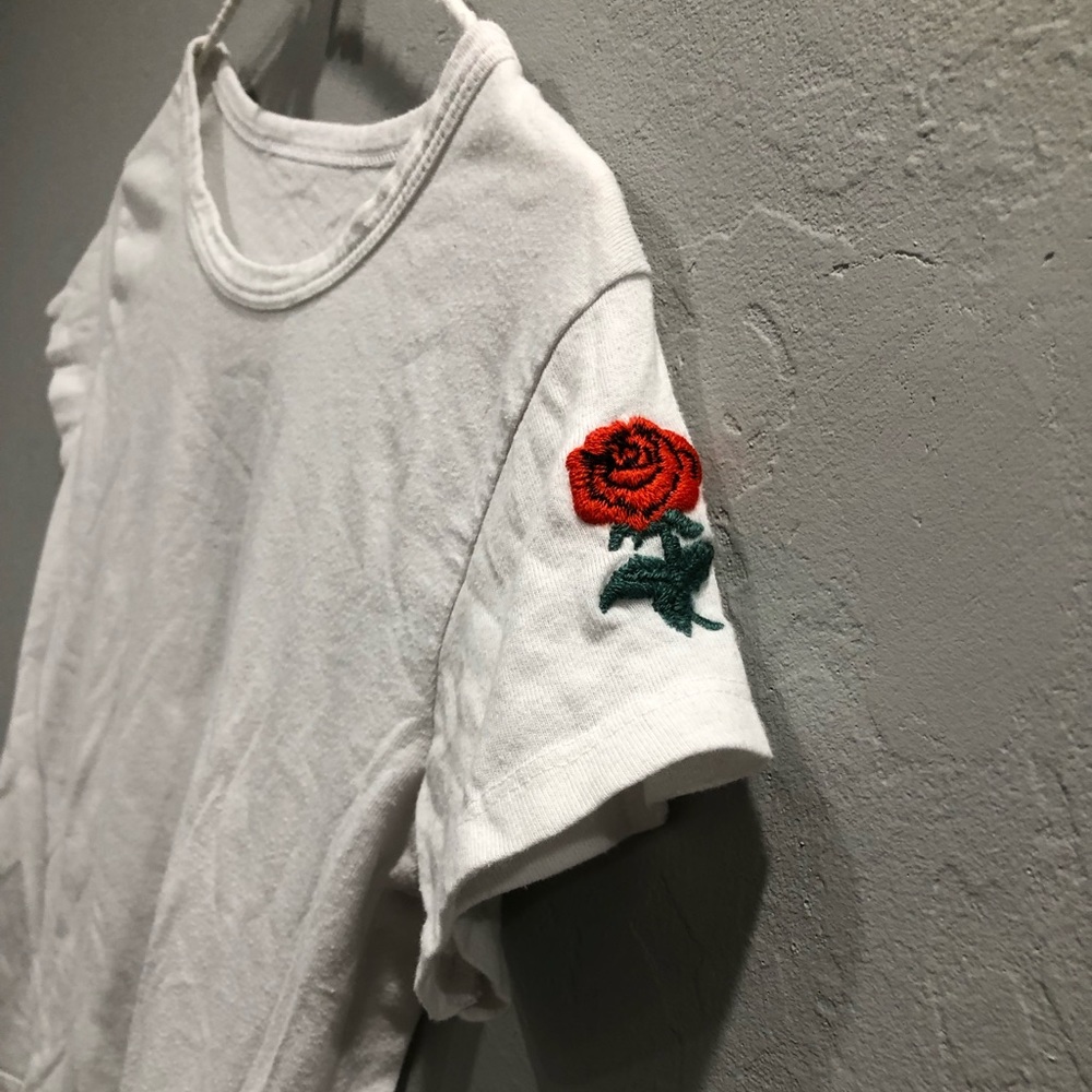 White Tee with Rose Detailing | Brandy Melville
